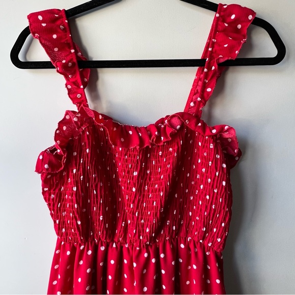 Peach Love California red and white poka dot spring summer dress maxi size small - Picture 6 of 13